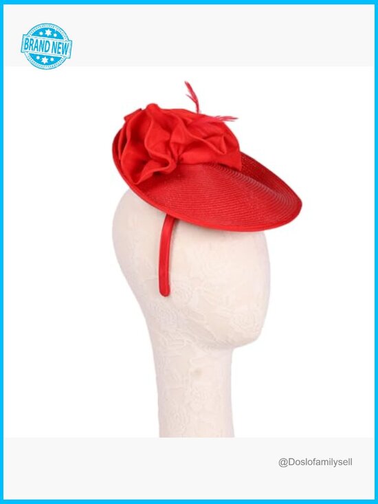 Straw Derby Hat with Feather Luxury Fascinator for Weddings Cocktail Tea main image 6
